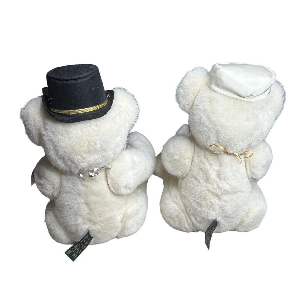Vermont Teddy Bear Co. Jointed Anniversary Bears 1994 Plush Bride Groom Pair 16" - Picture 4 of 12